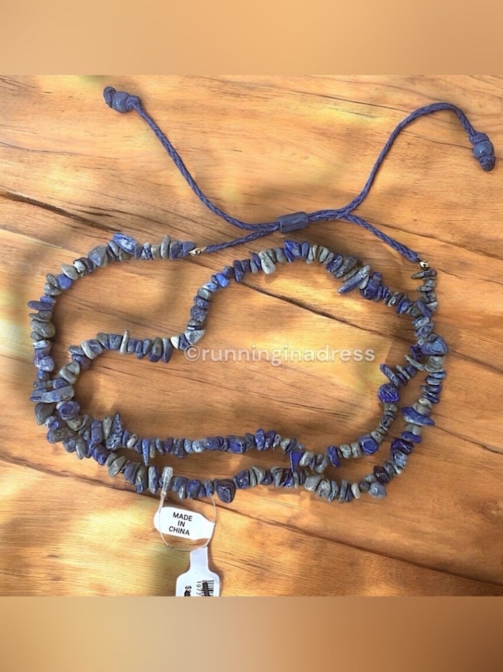 Free People Lapis Lazuli Beaded Necklace Blue Coastal Boho NWT - Picture 4 of 13